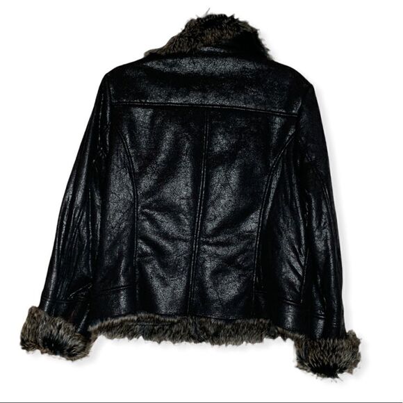 bernardo Collection Faux Fur Vegan Leather Moto Jacket - Picture 3 of 12